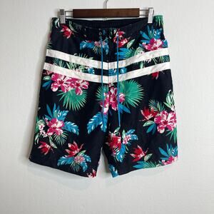 Roundtree & Yorke Men’s Swim Trunks Size Medium – Tropical Floral Print